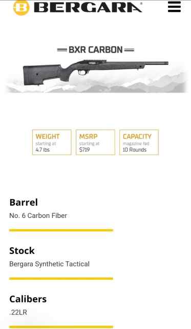 Bergara BXR Carbon 22lr with kidd upgrades