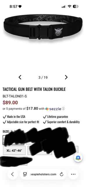 TACTICAL GUN BELT WITH TALON BUCKLE