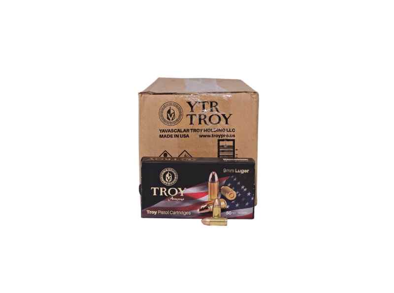 Troy 9mm 124 Grain FMJ brass - 1,000 rounds case
