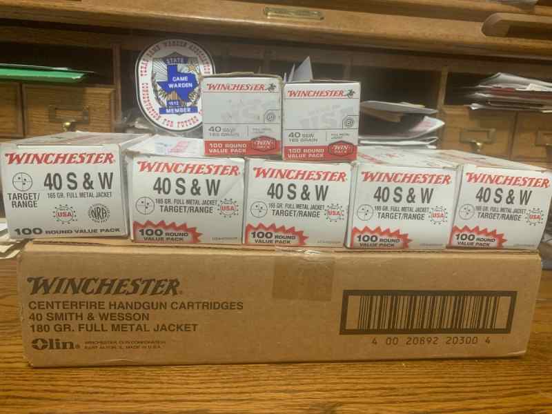 Winchester 40 S&amp;W FMJ 180 &amp; 165 Grain