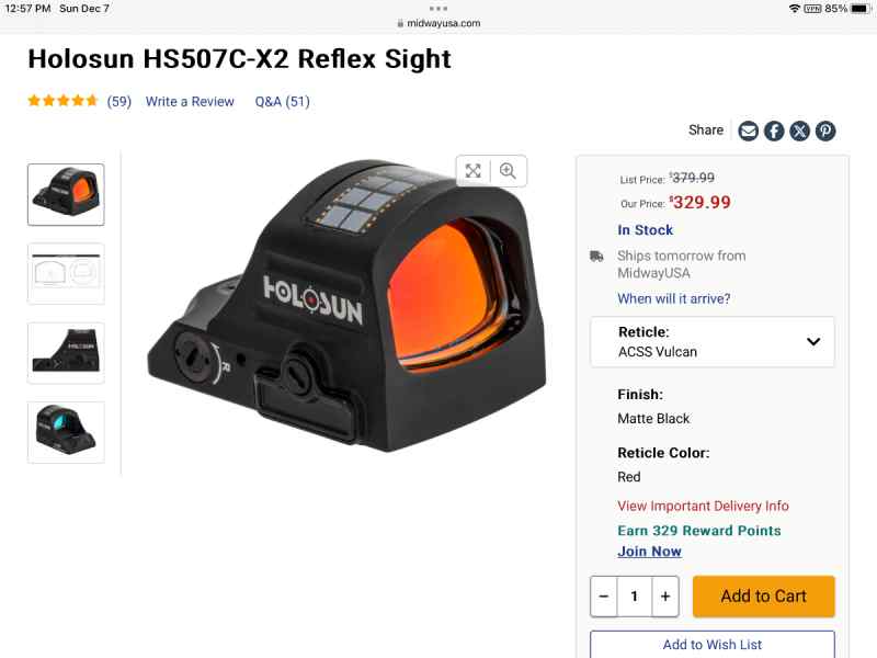 New Holosun HS507C with ACCS Reticle 