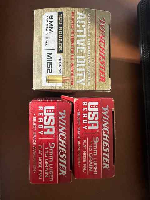 Winchester m1152 and flat nose FMJ 9mm 200 rounds