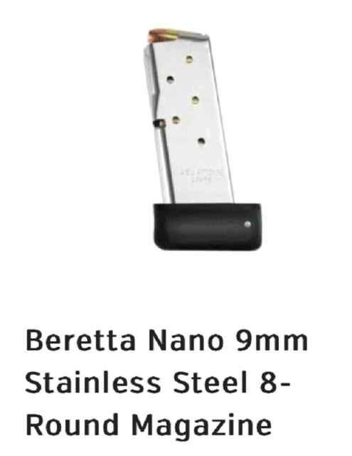 Beretta BU9 Nano 9mm Stainless Steel 8-round Mag